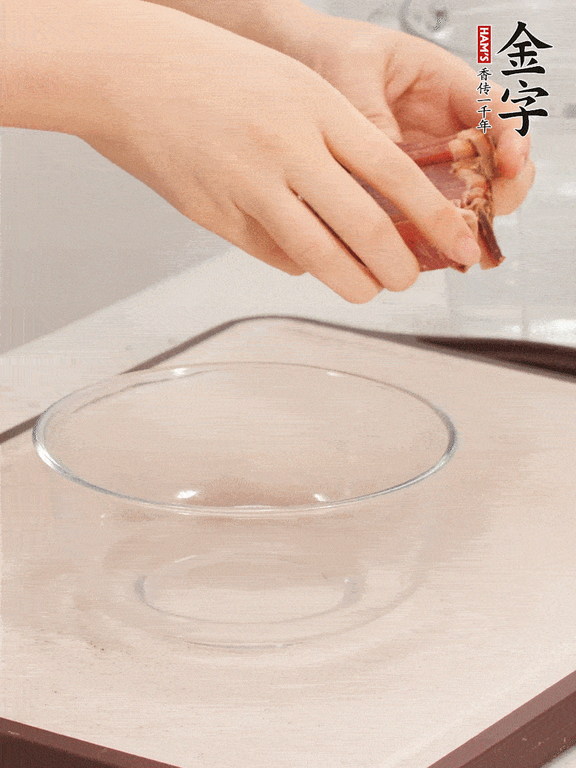 火腿切片、溫水浸泡5分鐘